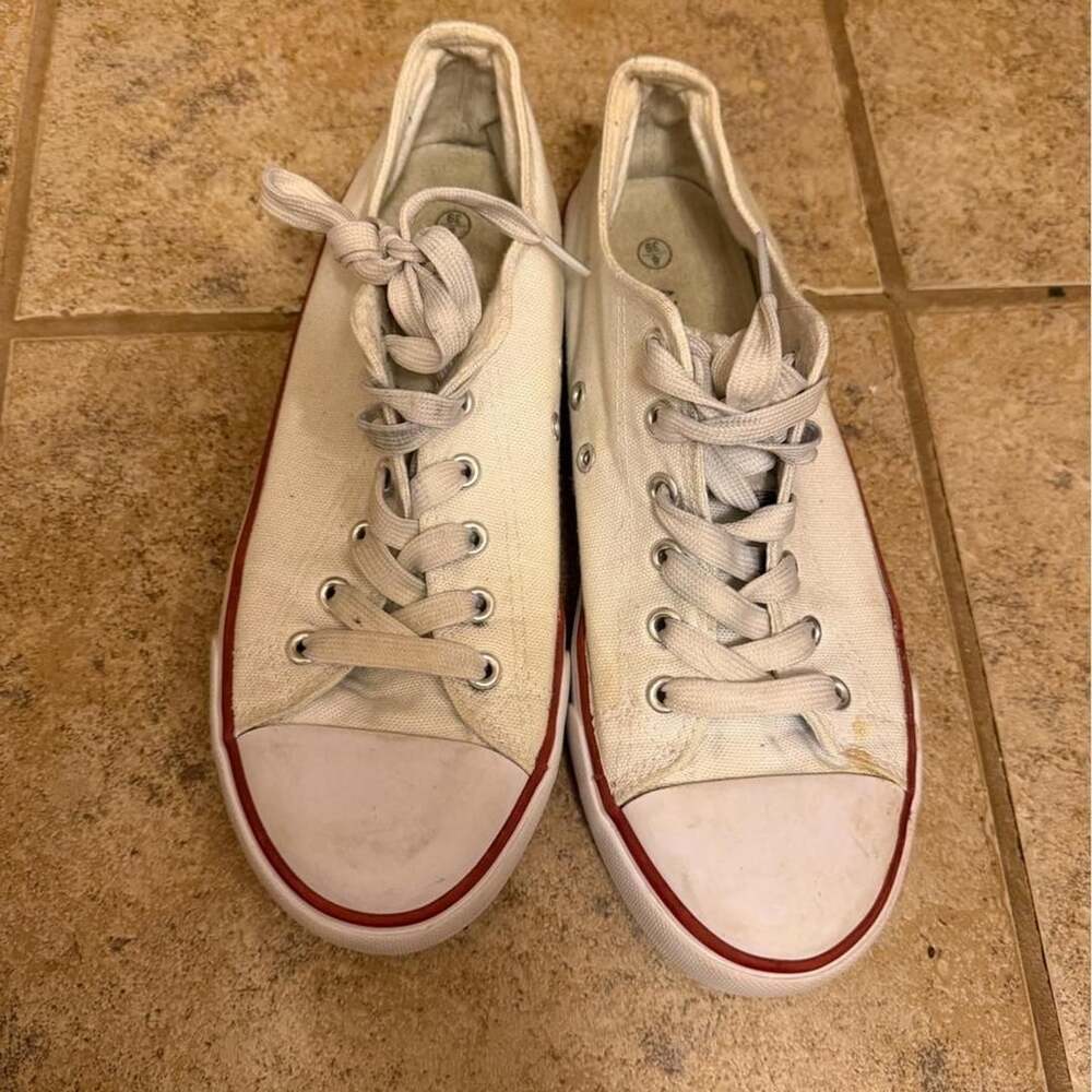 Anqila Canvas Lace-Up Sneakers Size 8 White